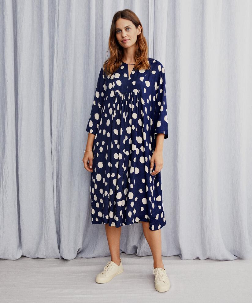 Robe En Viscose Manches Trois-quarts, Maritime Blue