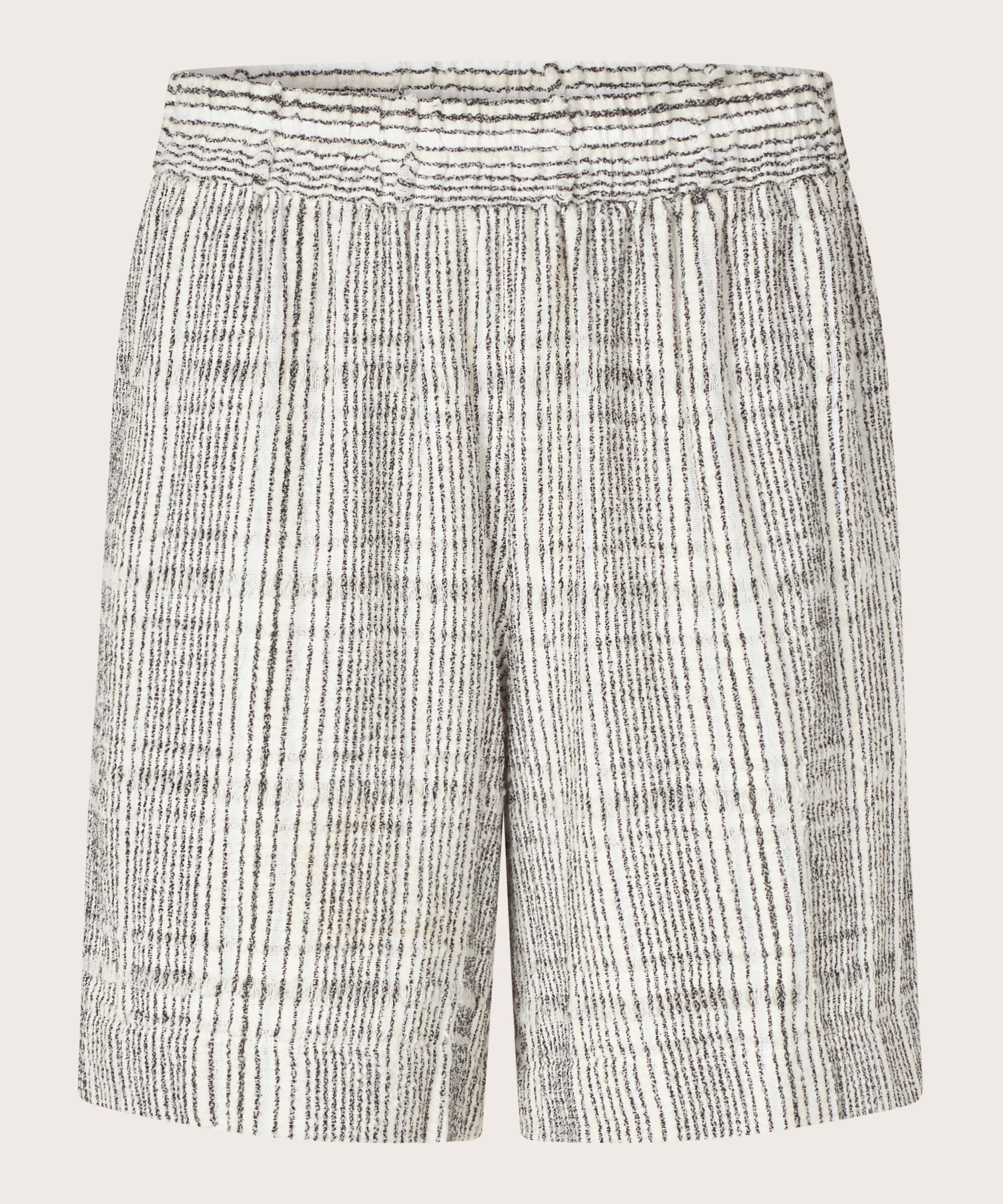 Short en coton mélangé à carreaux avec taille élastique, Fog