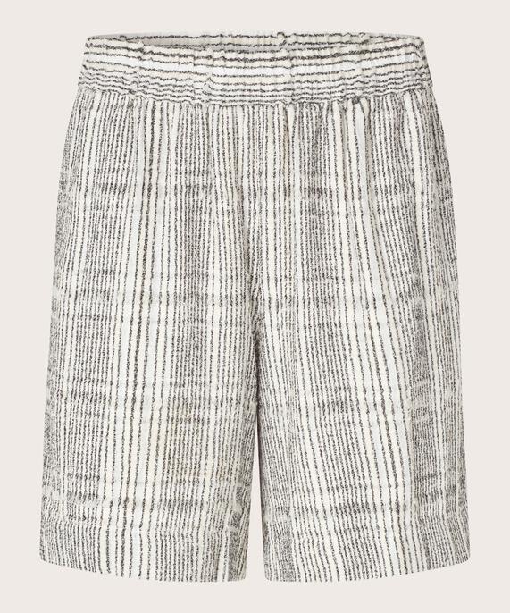 Short en coton mélangé à carreaux avec taille élastique, Fog