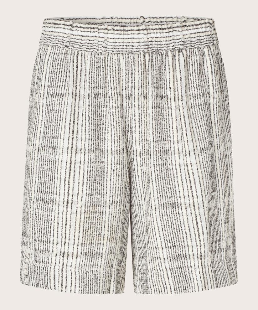 Short en coton mélangé à carreaux avec taille élastique, Fog
