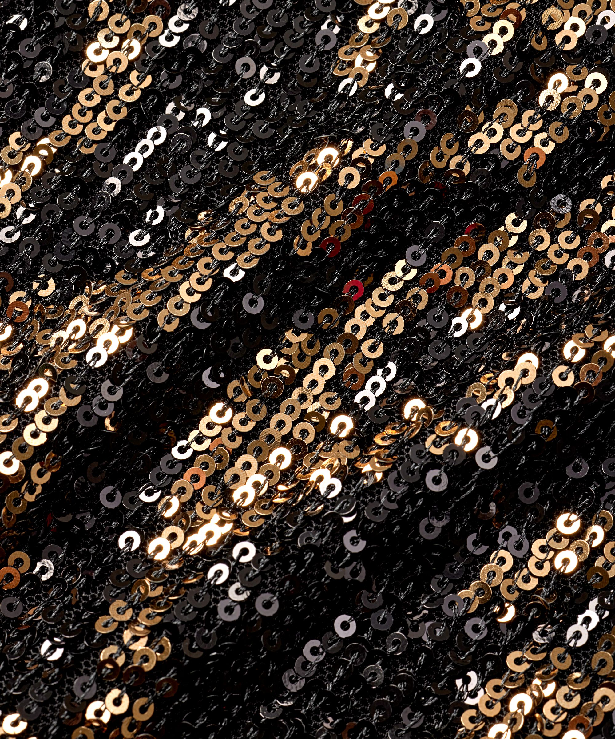 pantalon à paillettes avec élastique et zip caché, Black
