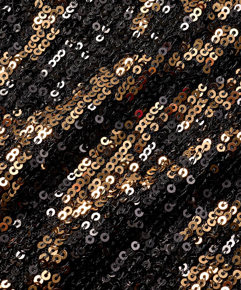 pantalon à paillettes avec élastique et zip caché, Black