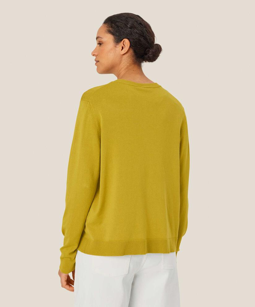 Cardigan En Maille Fine À Col Rond, Burnish Gold