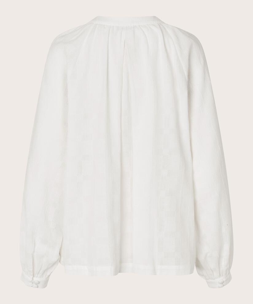 Blouse à carreaux tissés et boutons au col, Jet Stream