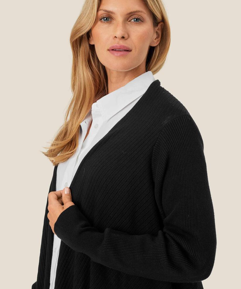 cardigan avec détails côtelés, Black
