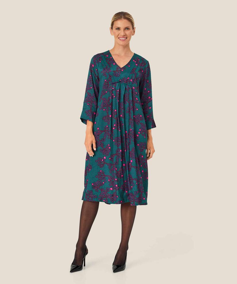 robe en viscose imprimée avec col en V, Reflect Pond