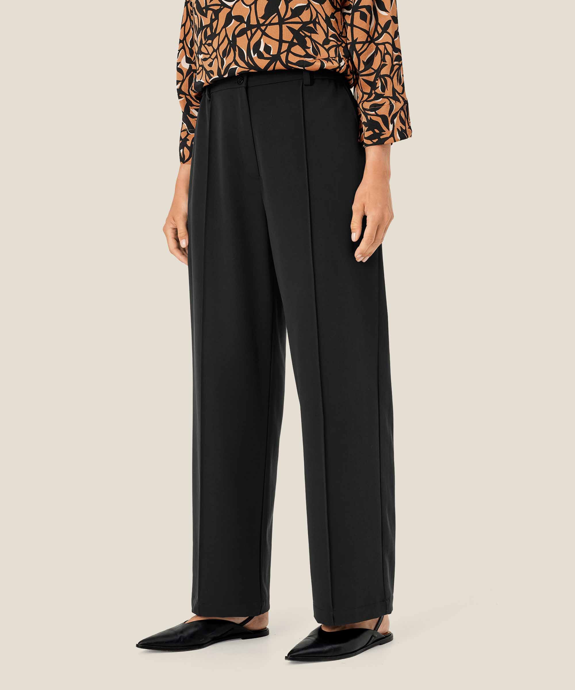 pantalon classique avec plis cousus, Black