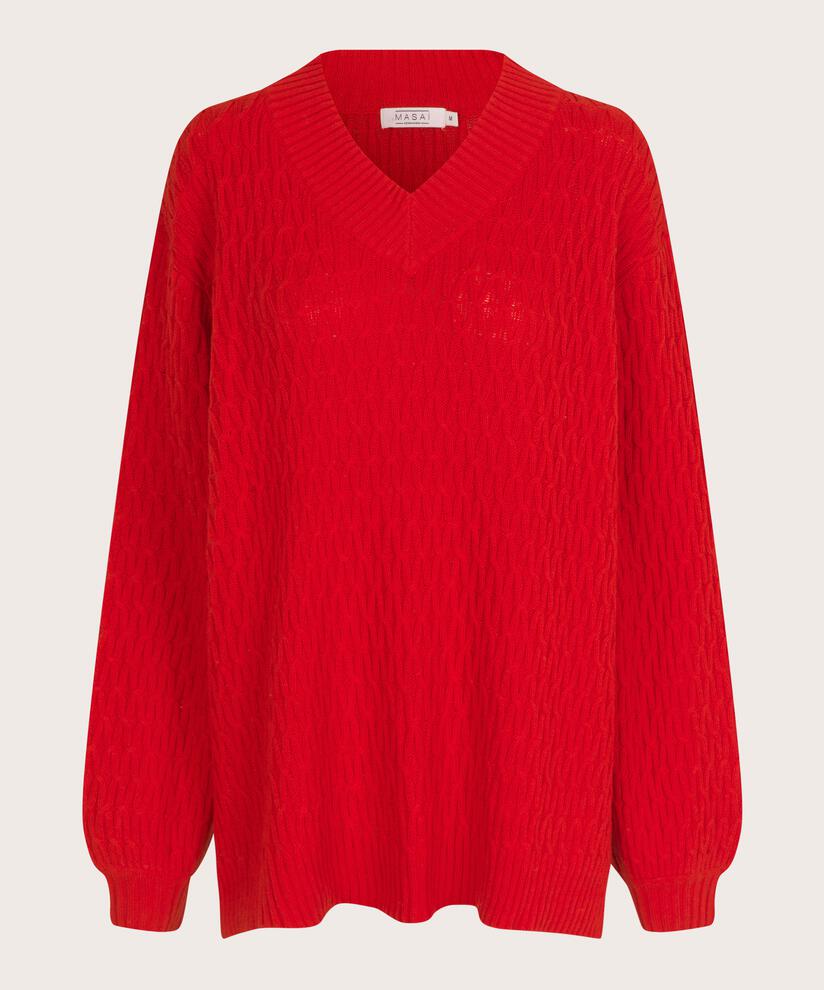 pull en maille torsadée en mélange de laine, Flame Scarlet