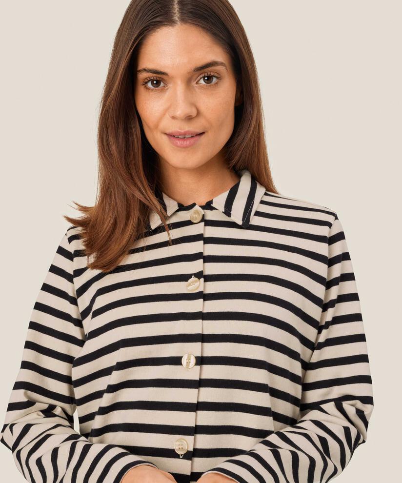 Veste chemise en jersey rayé, Black