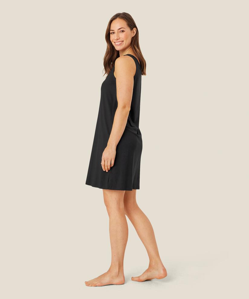 fond de robe en jersey à col rond, Black