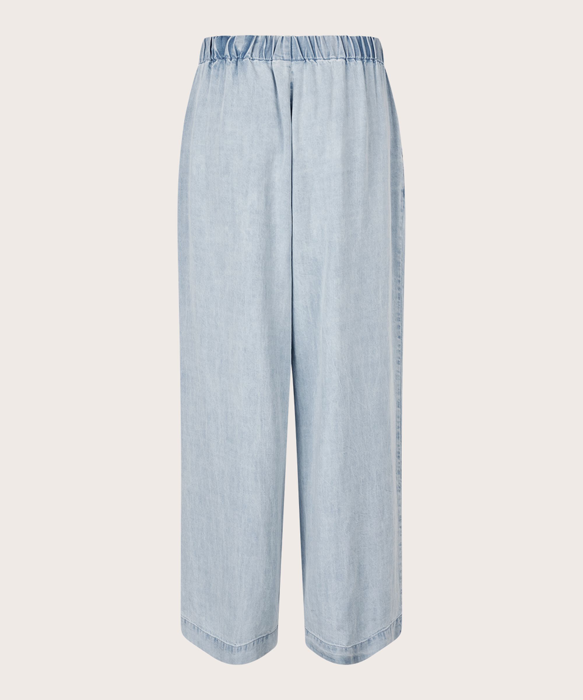 Pantalon en denim doux avec taille élastique et poches fendues, Light Denim