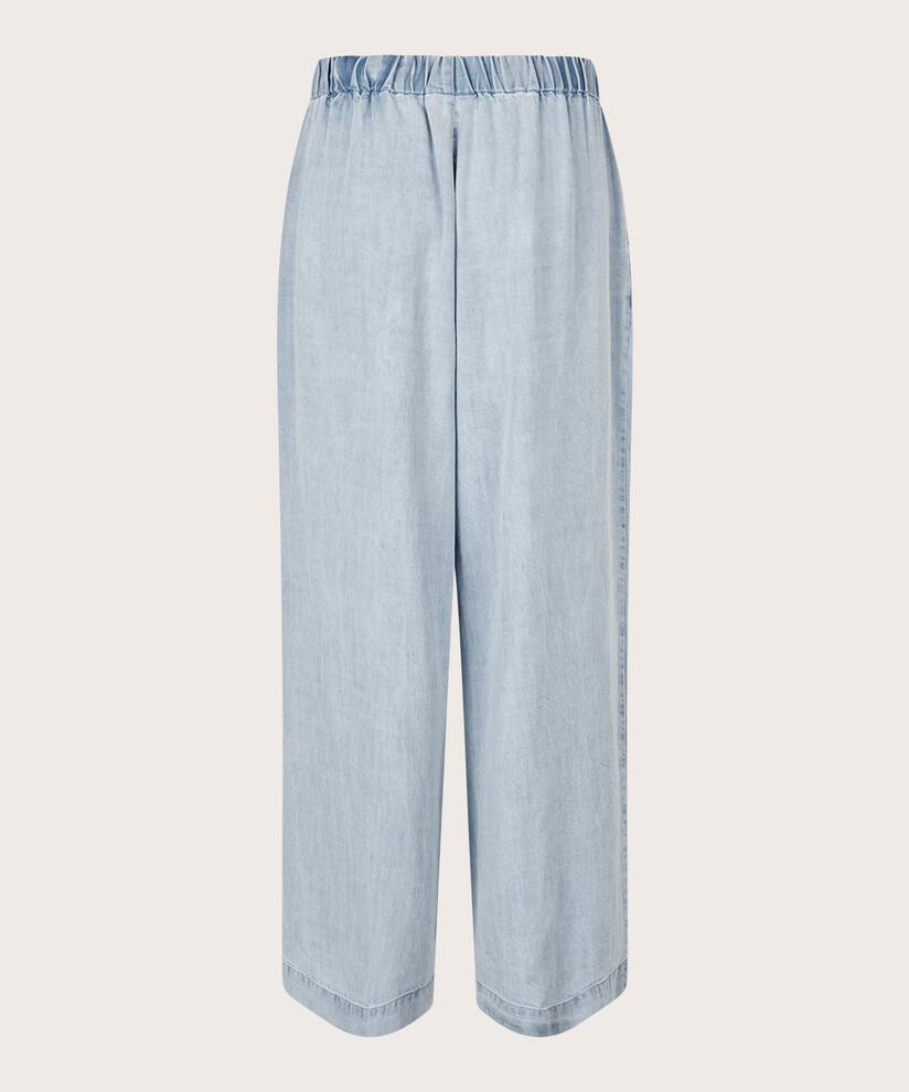 Pantalon en denim doux avec taille élastique et poches fendues, Light Denim