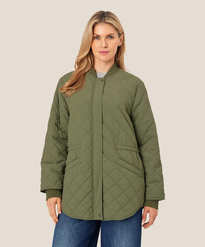Veste matelassée avec détails côtelés et poches fendues, D. Lichen Green