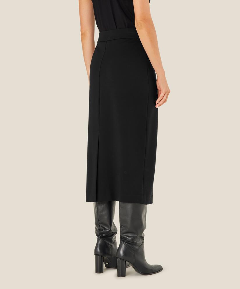 jupe crayon en jersey avec fente au dos, Black