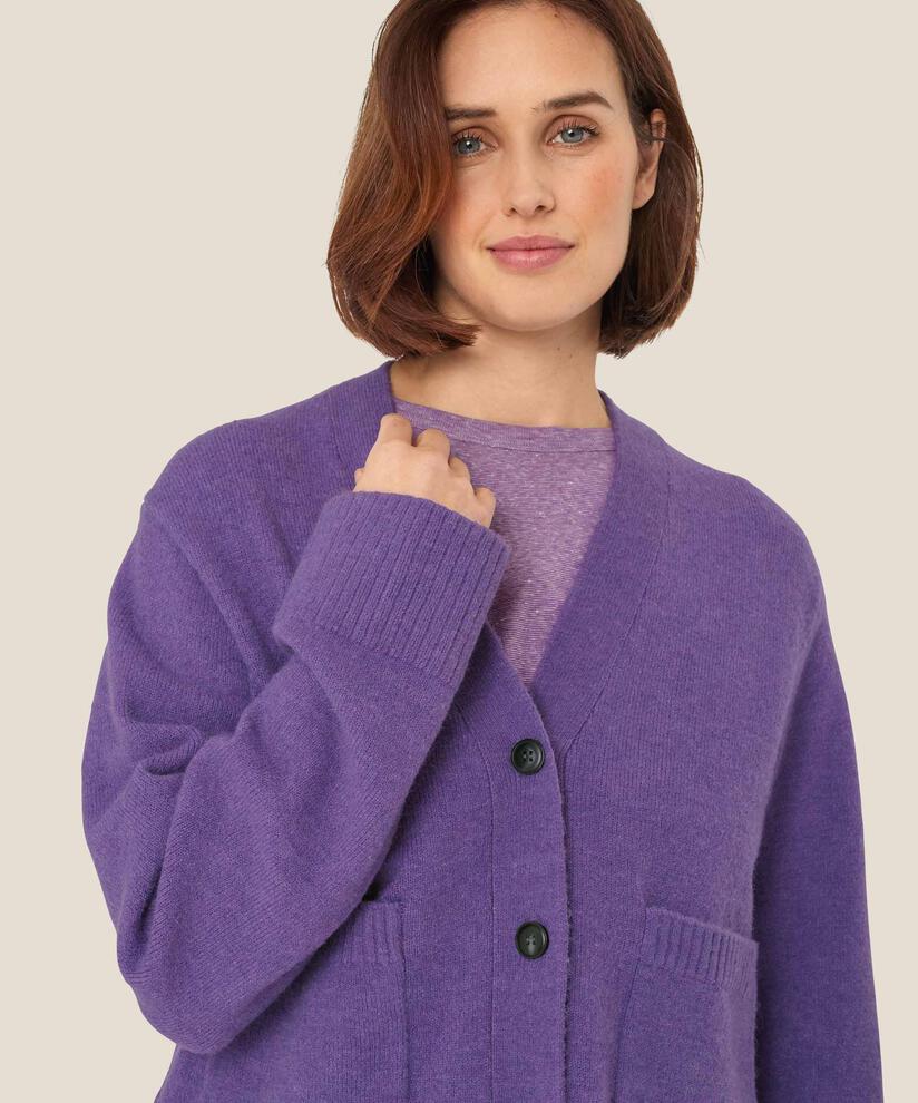 cardigan classique en mélange de laine, Meadow Violet