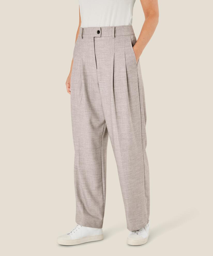 pantalon taille haute avec plis devant, L. Grey mel.