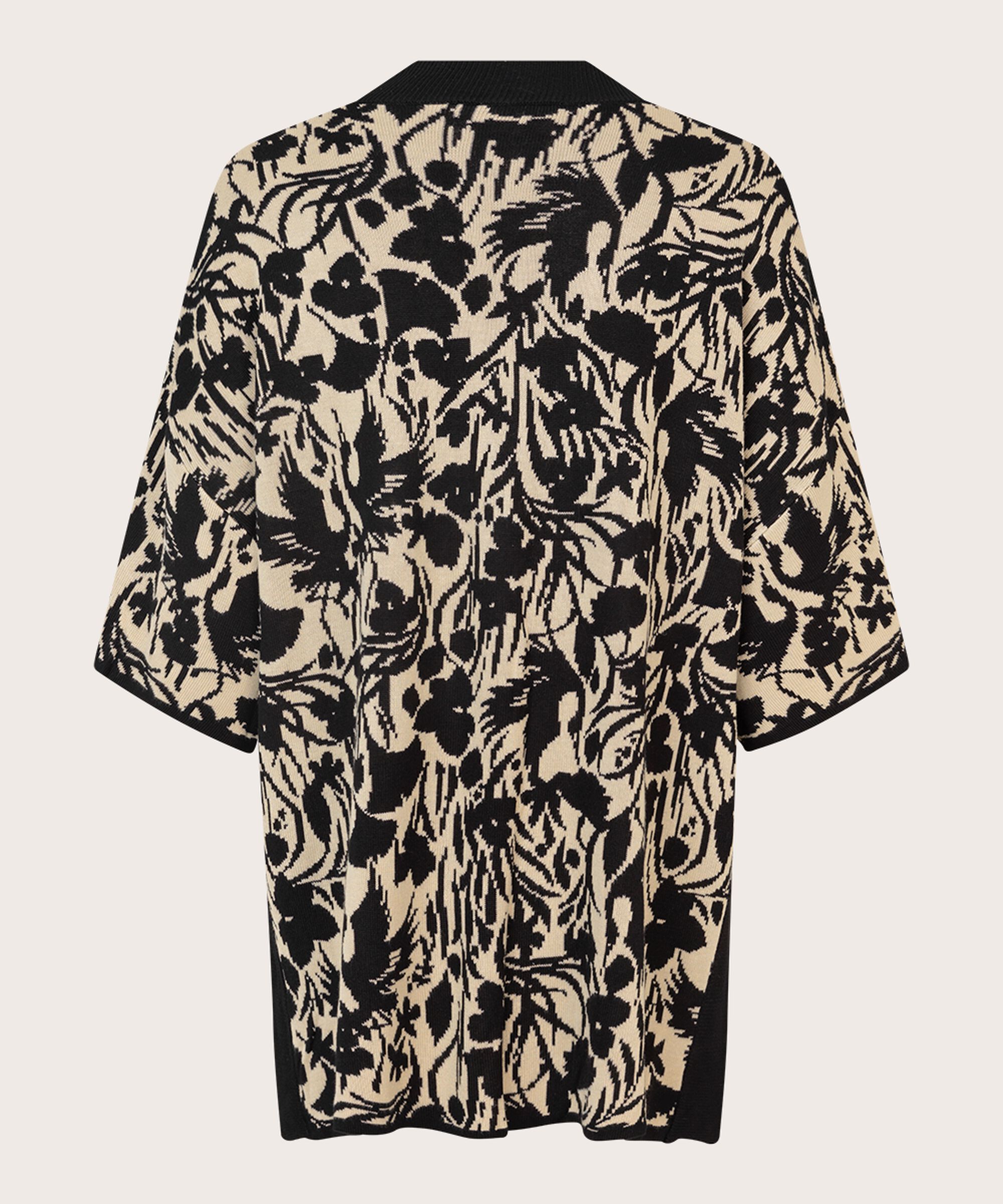 pull en maille fleurie avec encolure contrastée, Black