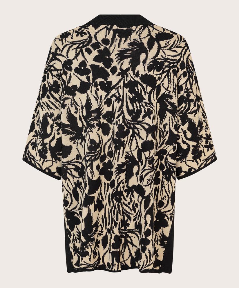 pull en maille fleurie avec encolure contrastée, Black