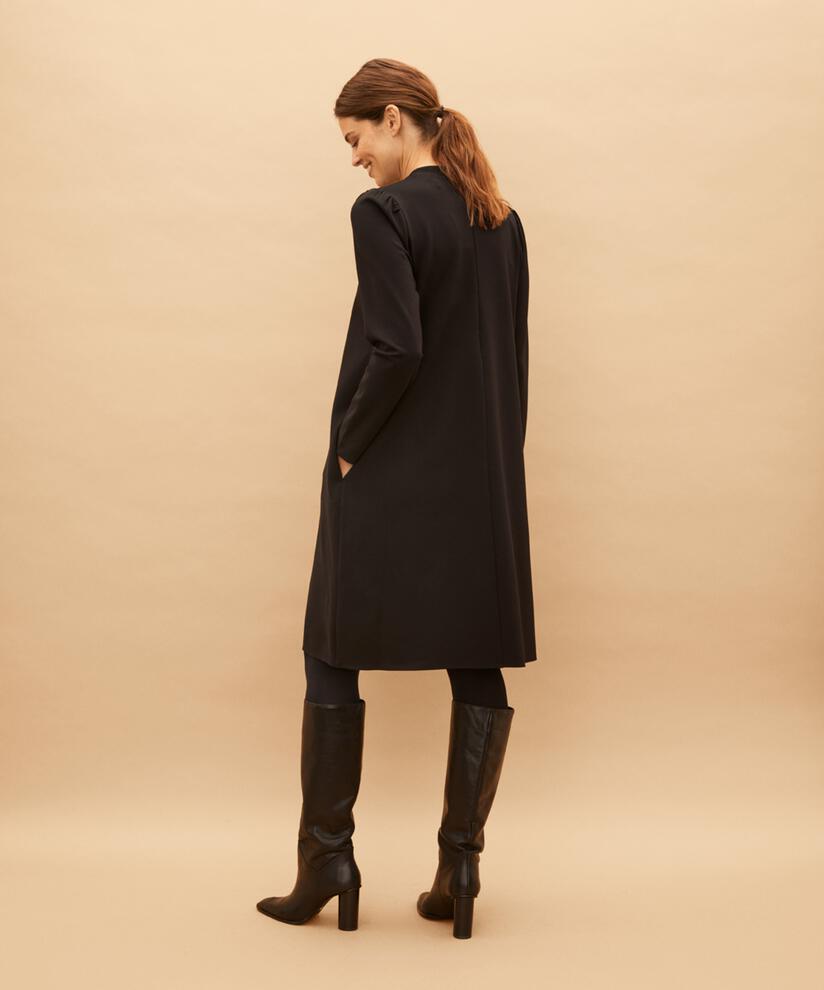 robe en jersey avec effet portefeuille et drapé, Black