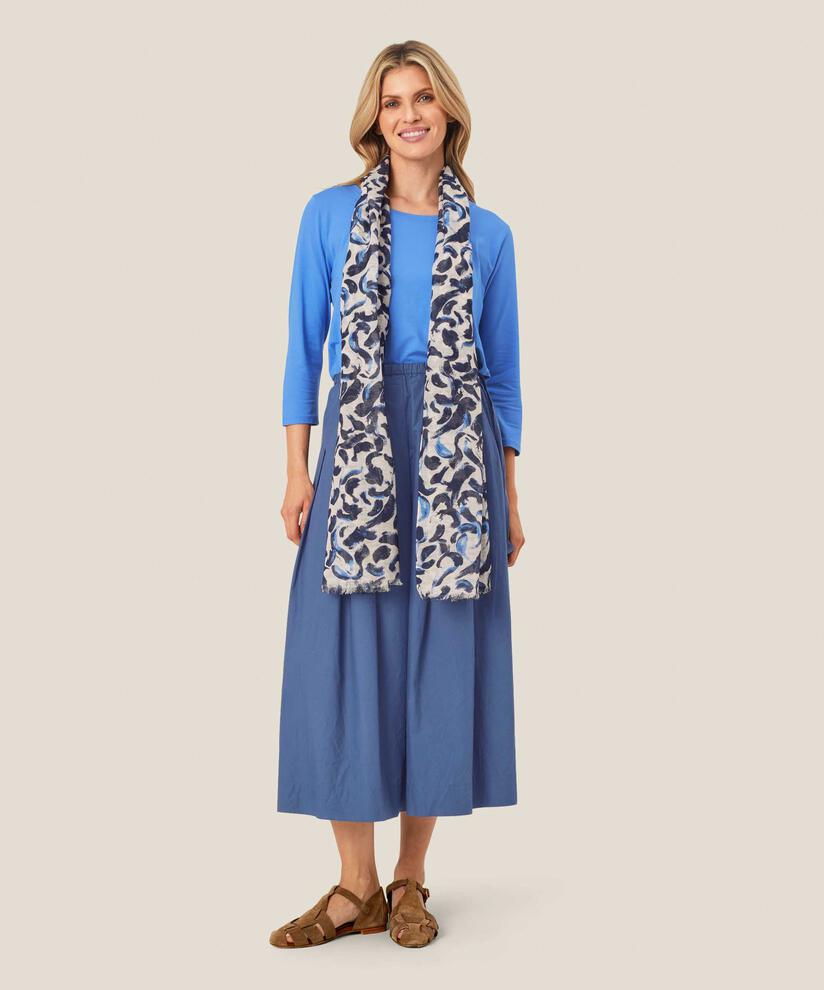 écharpe imprimée en mélange de coton, Ultramarine