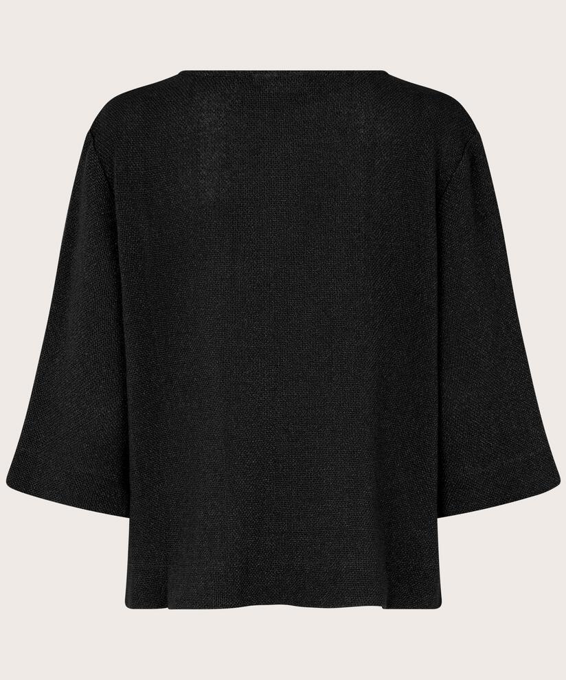 Bouclé-bluse Mit 3/4-ärmeln, Black