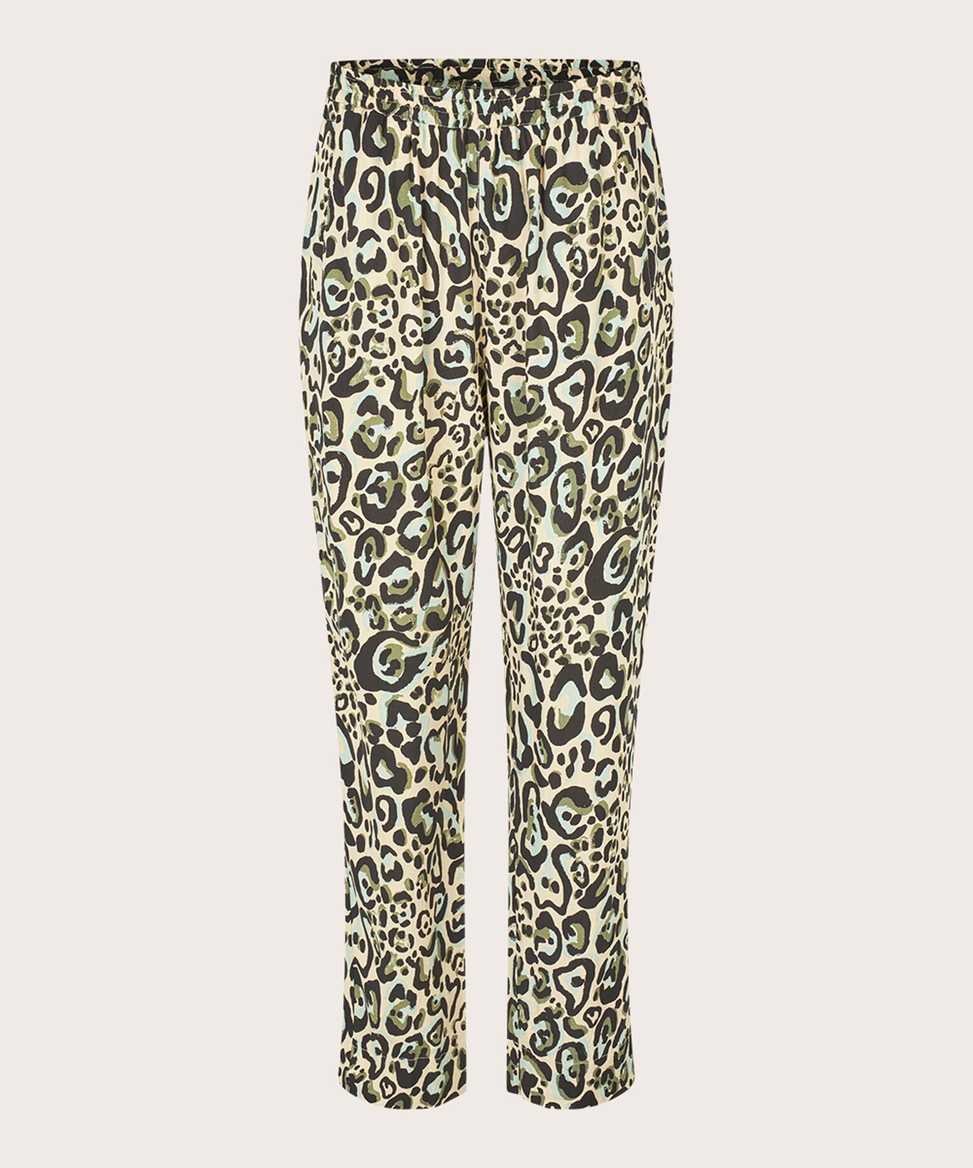 pantalon en viscose imprimé avec taille élastique, D. Lichen Green
