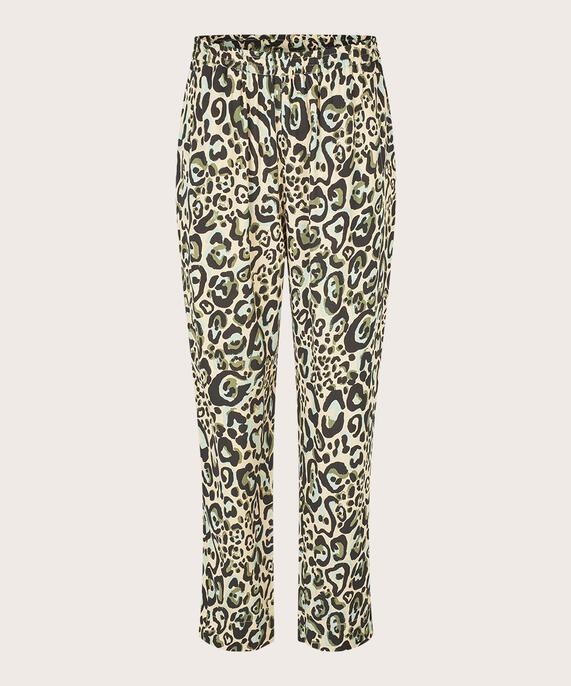 pantalon en viscose imprimé avec taille élastique, D. Lichen Green