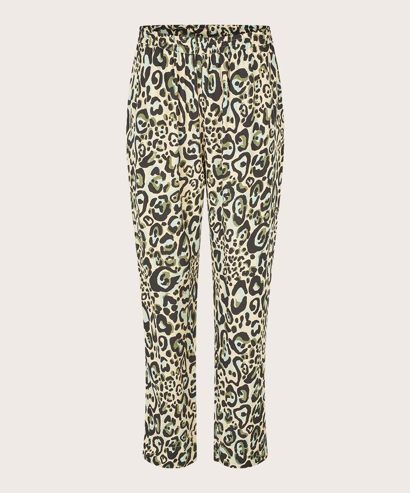 pantalon en viscose imprimé avec taille élastique, D. Lichen Green