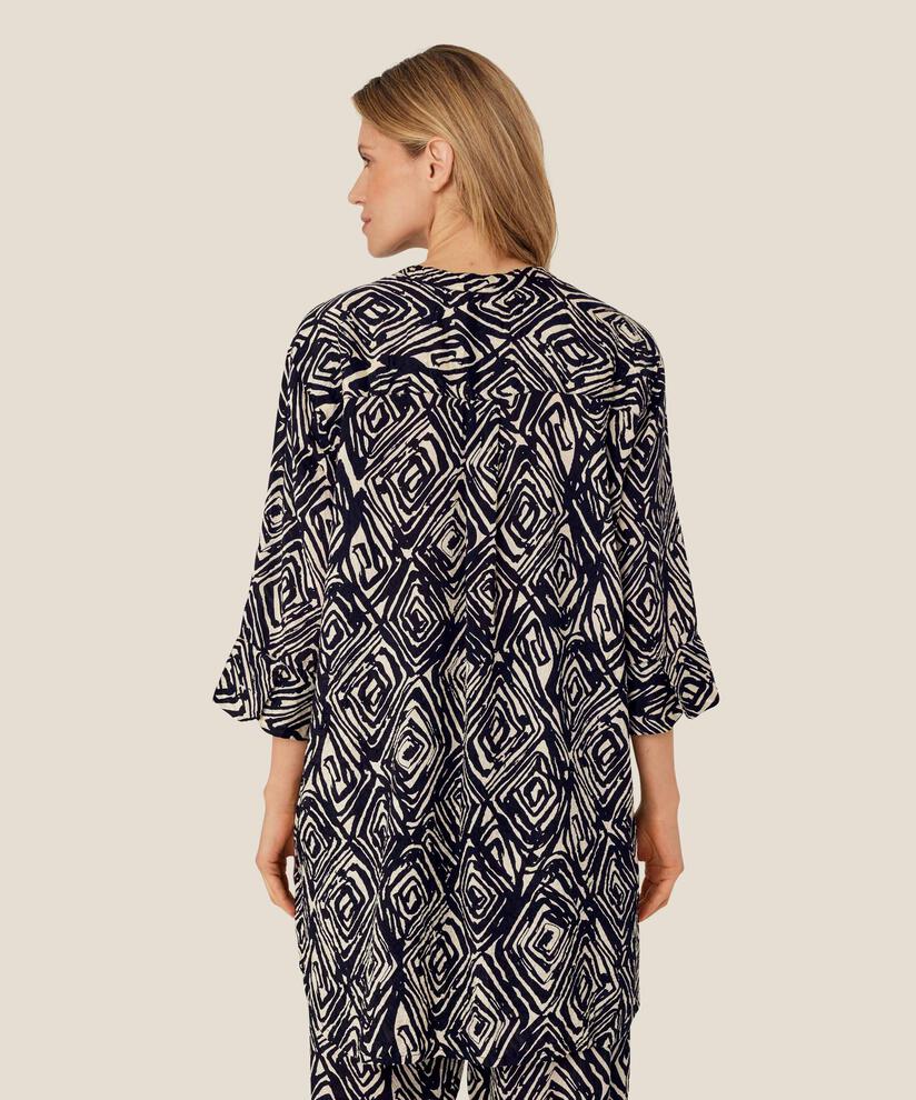 robe chemise imprimée en viscose avec fente latérale, Black