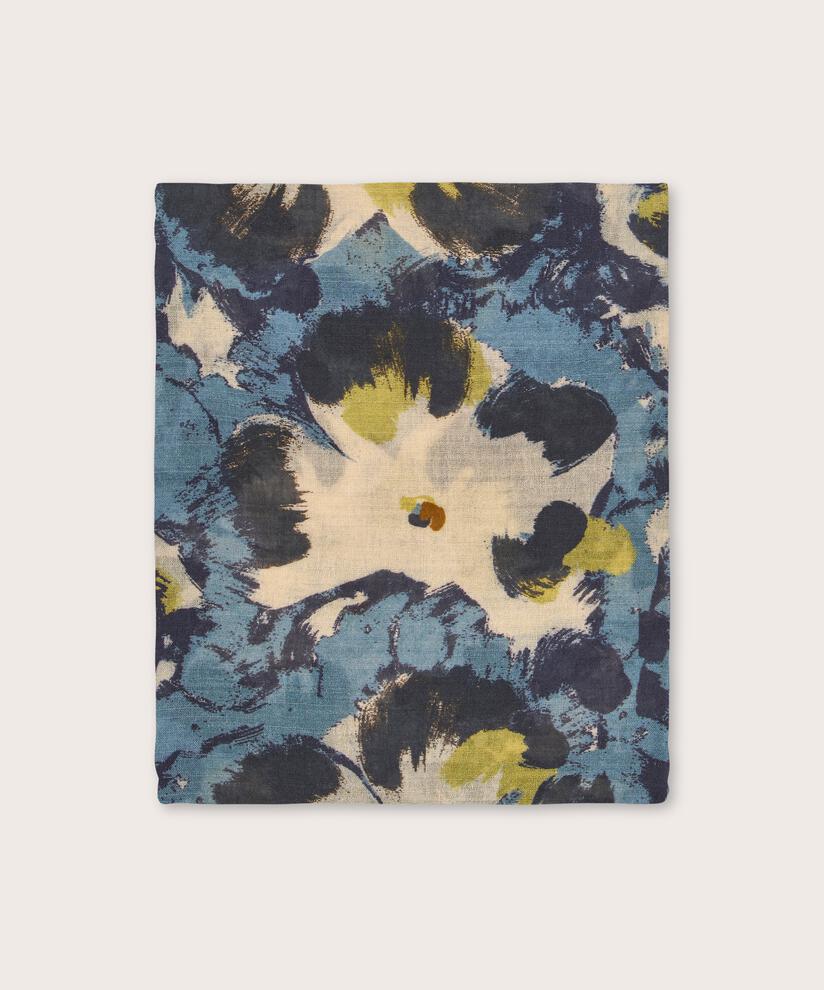 écharpe en laine mélangée à fleurs, Proven Blue