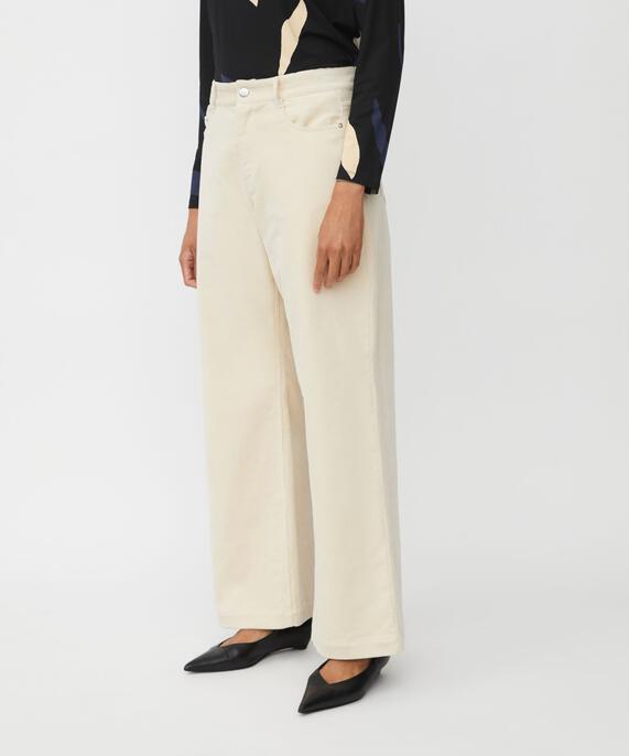 pantalon large en velours côtelé avec ceinture fixe, Fog