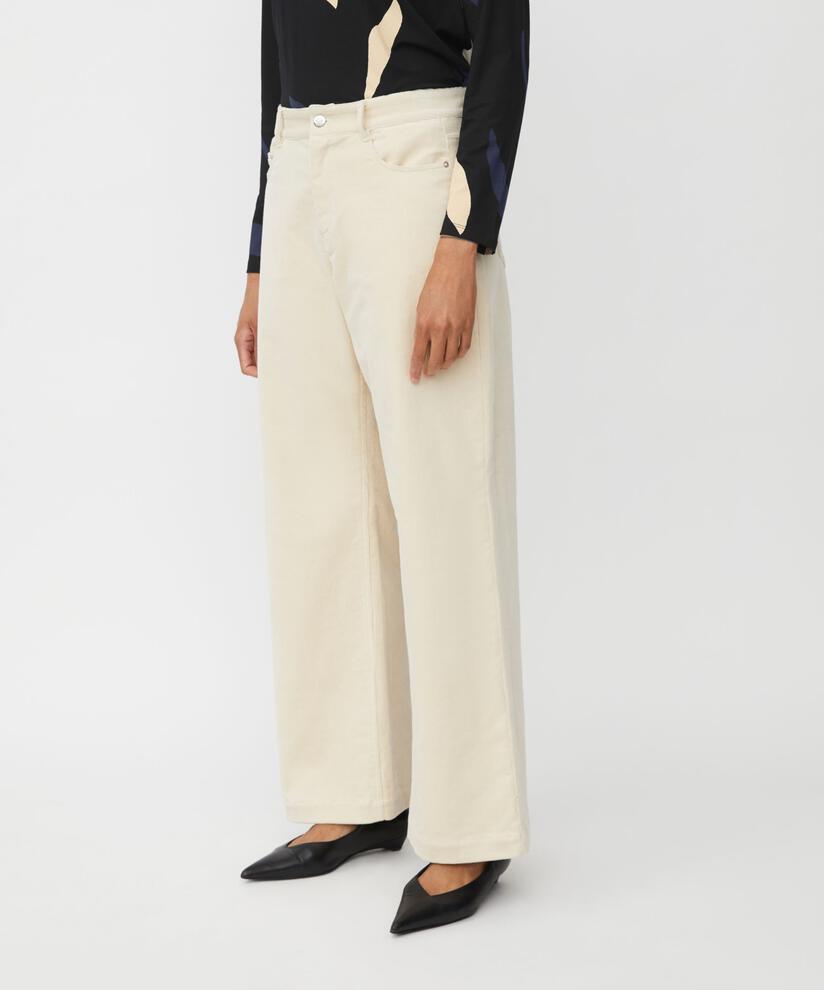 pantalon large en velours côtelé avec ceinture fixe, Fog