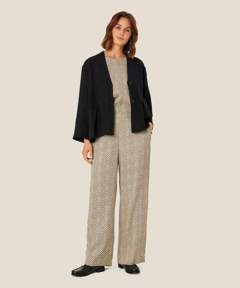 pantalon imprimé en viscose avec taille élastique, Fog