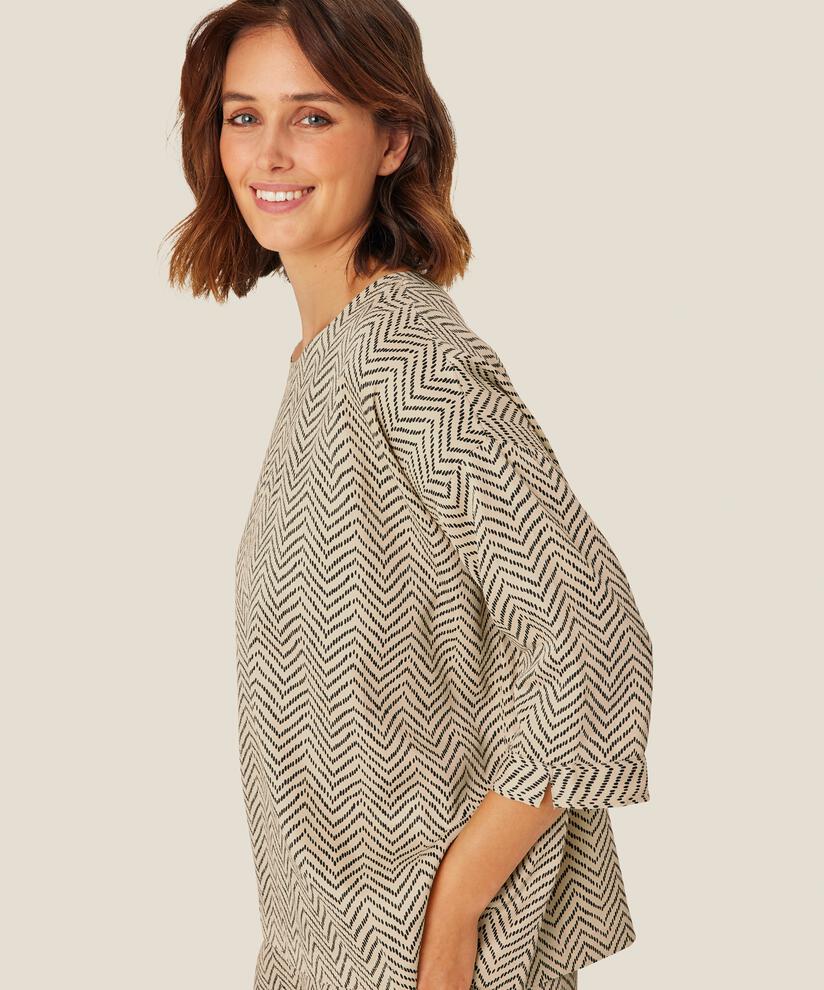 Blouse En Viscose À Manches 3/4, Fog