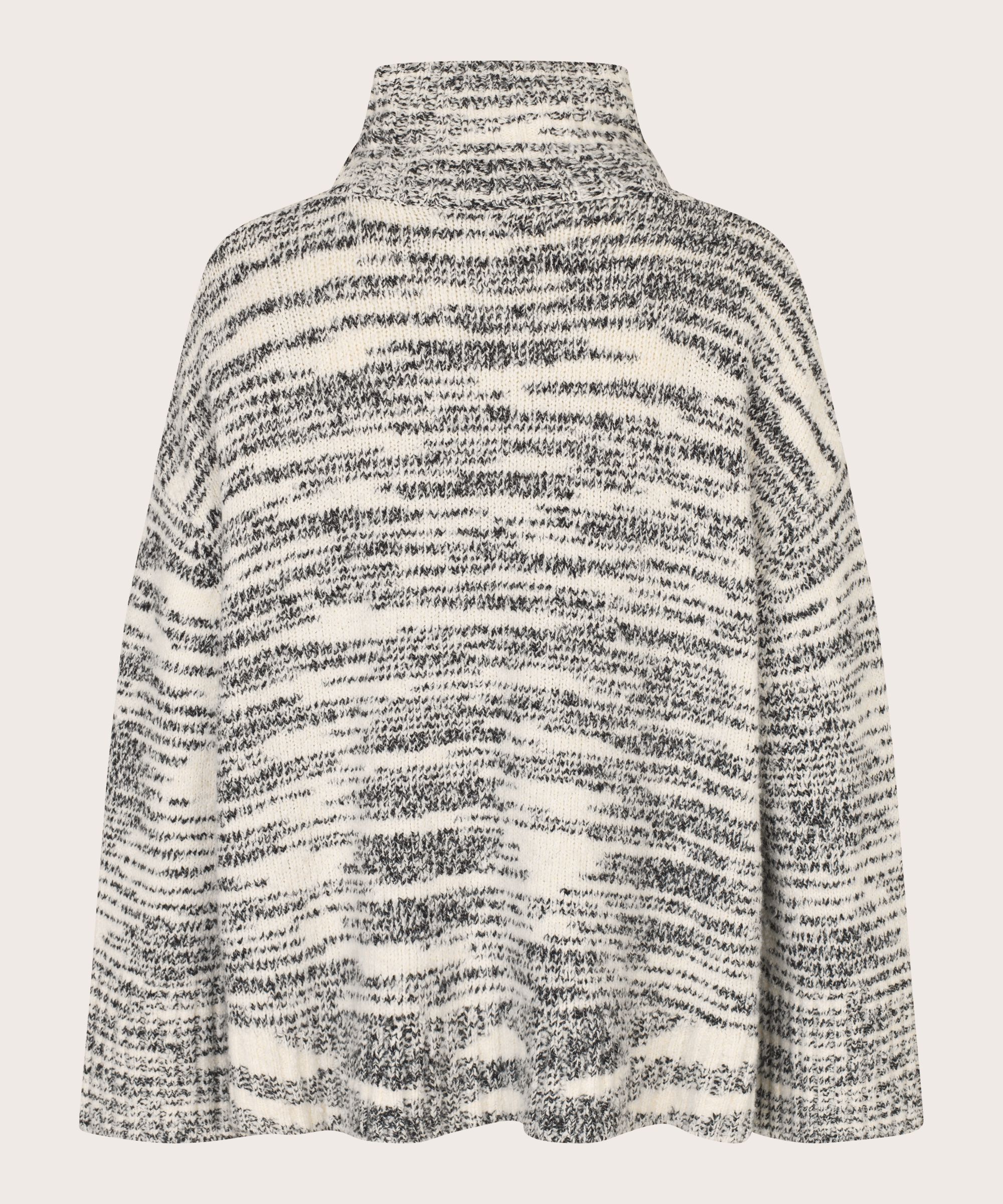 pull en maille à col montant et bords côtelés, Black