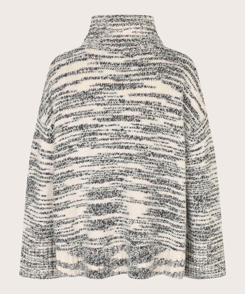 pull en maille à col montant et bords côtelés, Black