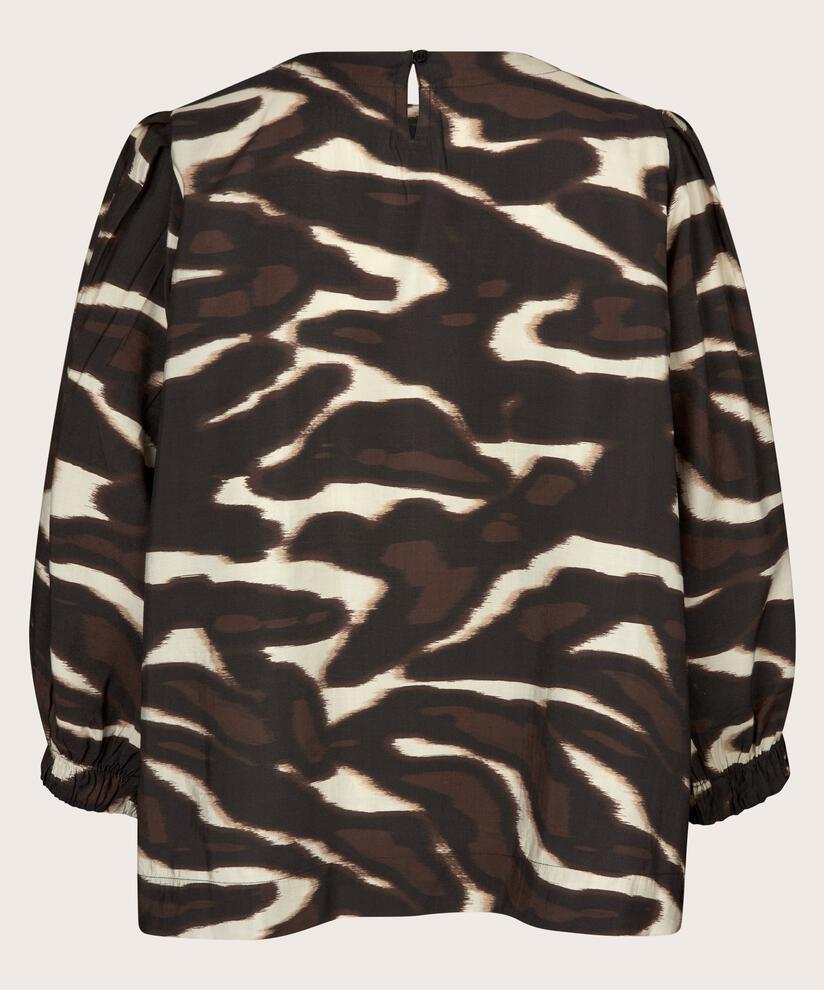 Blouse En Viscose À Col Rond, Coffee Bean