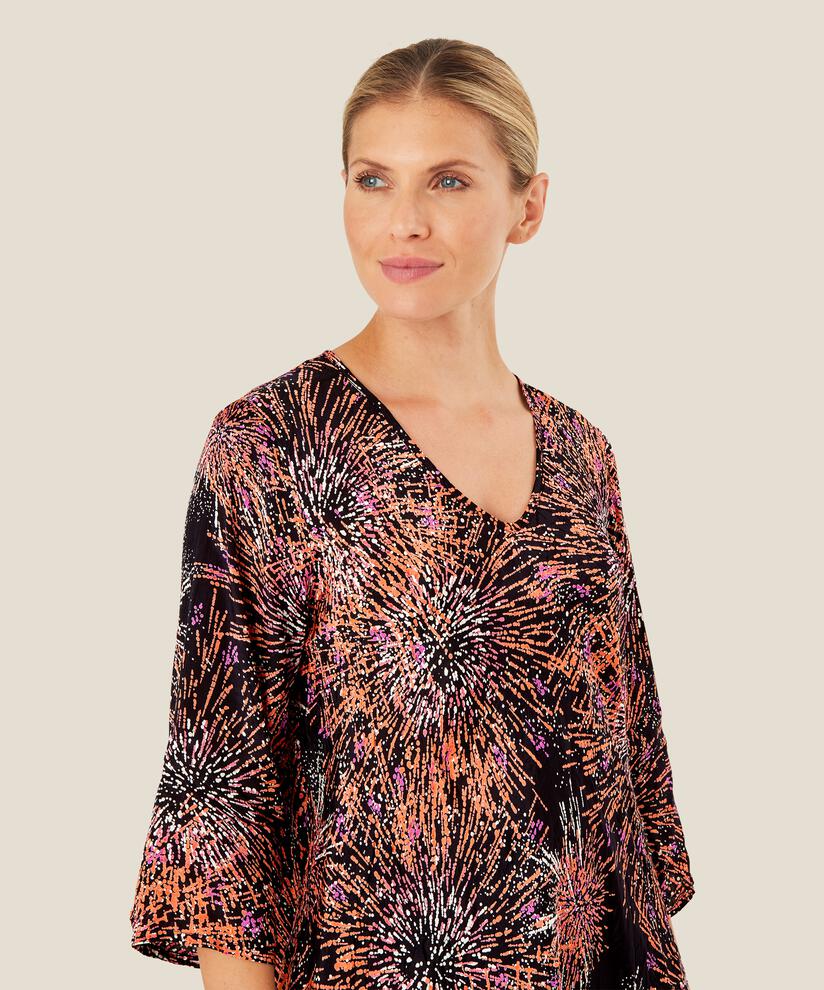 blouse en viscose à col v et manches 3/4, Picante