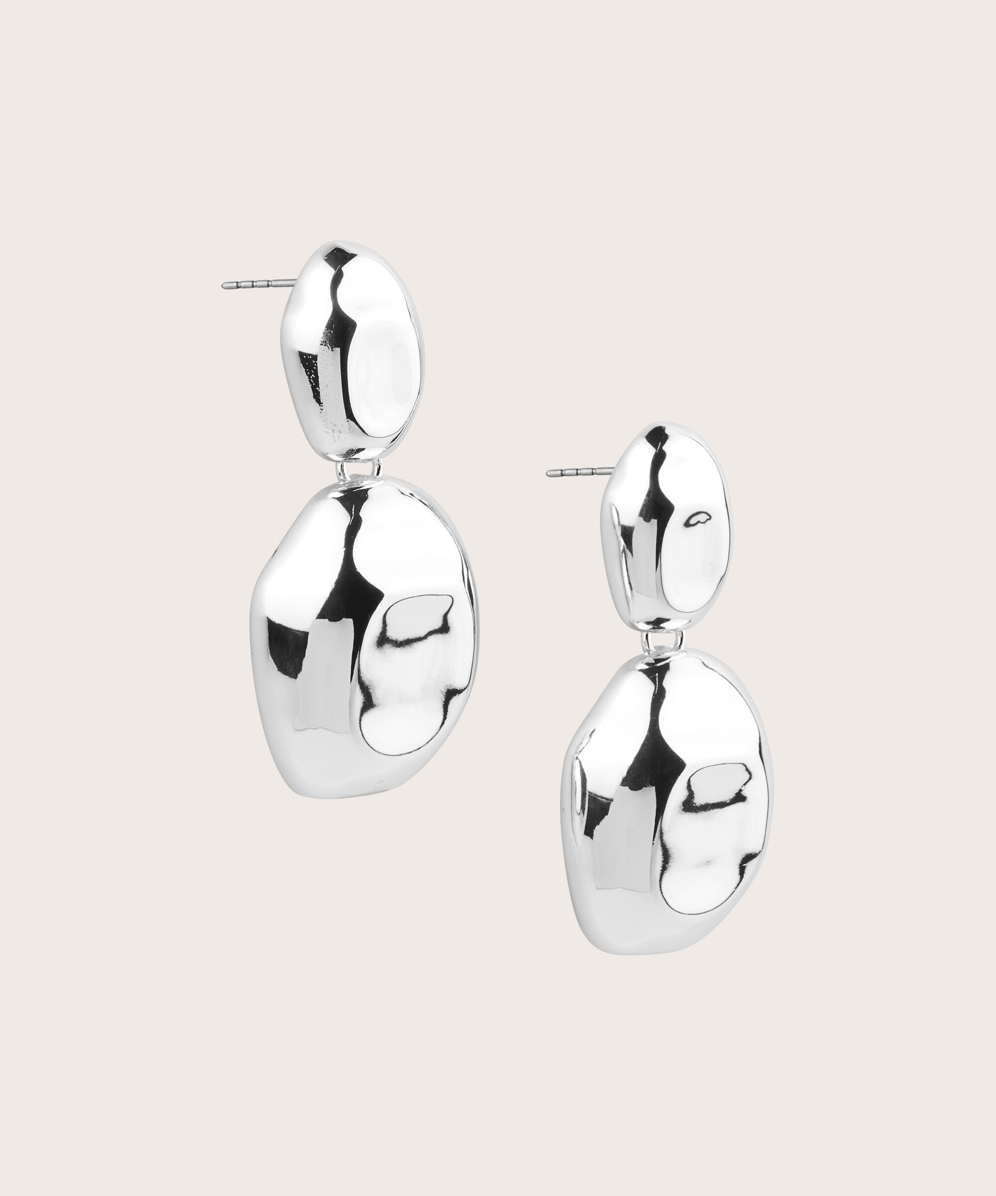 boucles d'oreilles sculpturales couleur argent, Silver