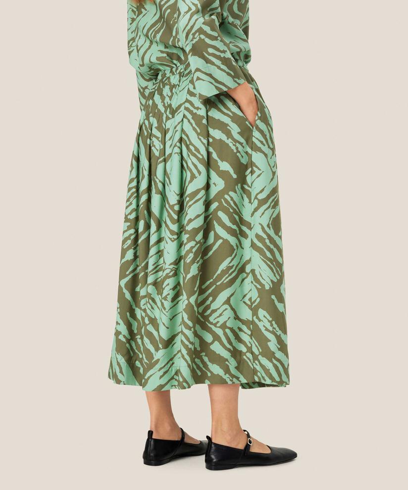 jupe en viscose imprimée avec élastique à la taille, D. Lichen Green