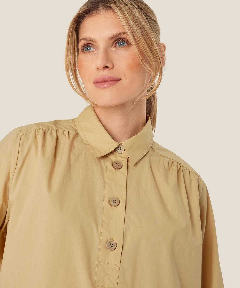 top en coton avec col et patte de boutonnage, Pale Khaki