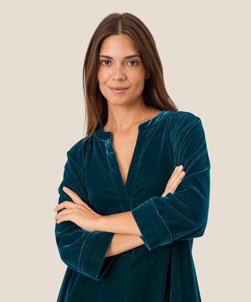 Robe En Velours À Col En V, Reflect Pond