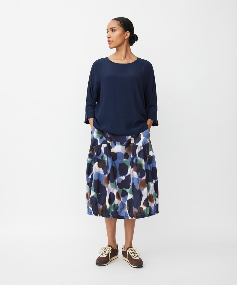 Blouse En Viscose À Manches 3/4, Navy Blazer