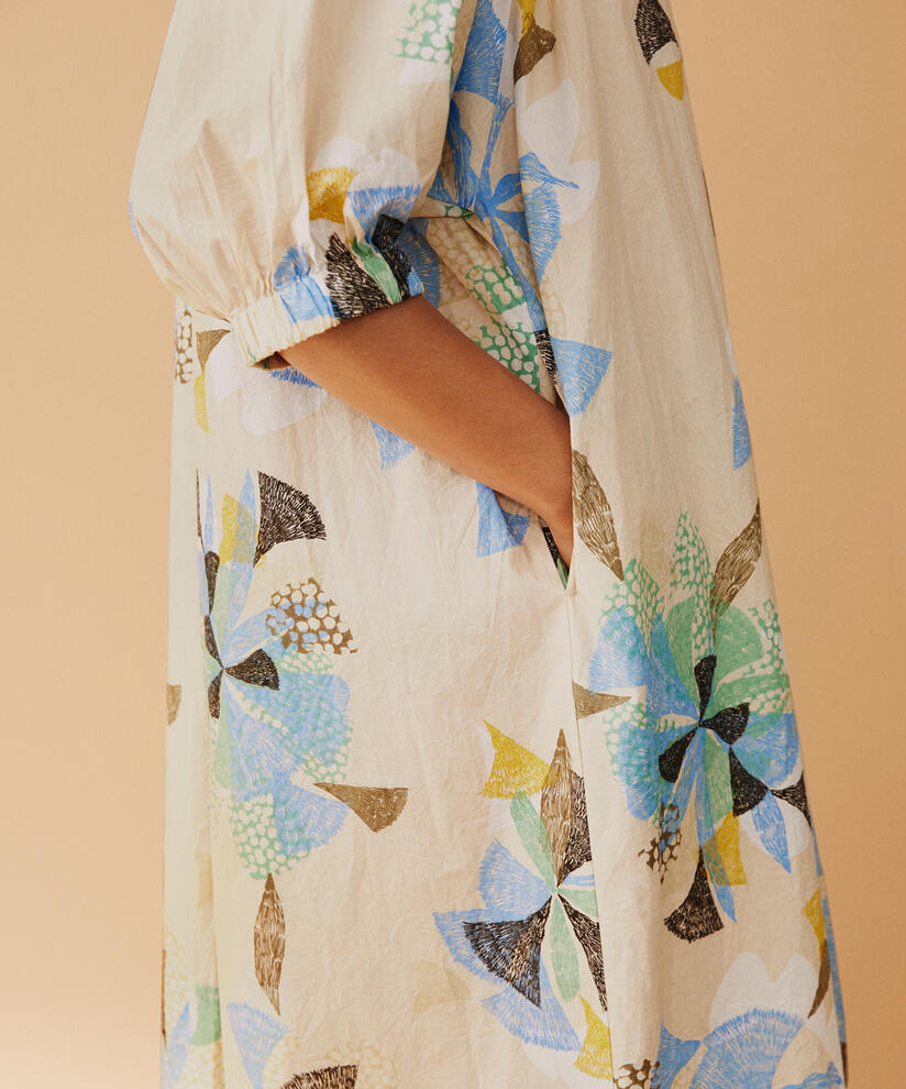 robe en coton à motifs avec bordure élastique au cou, Marina