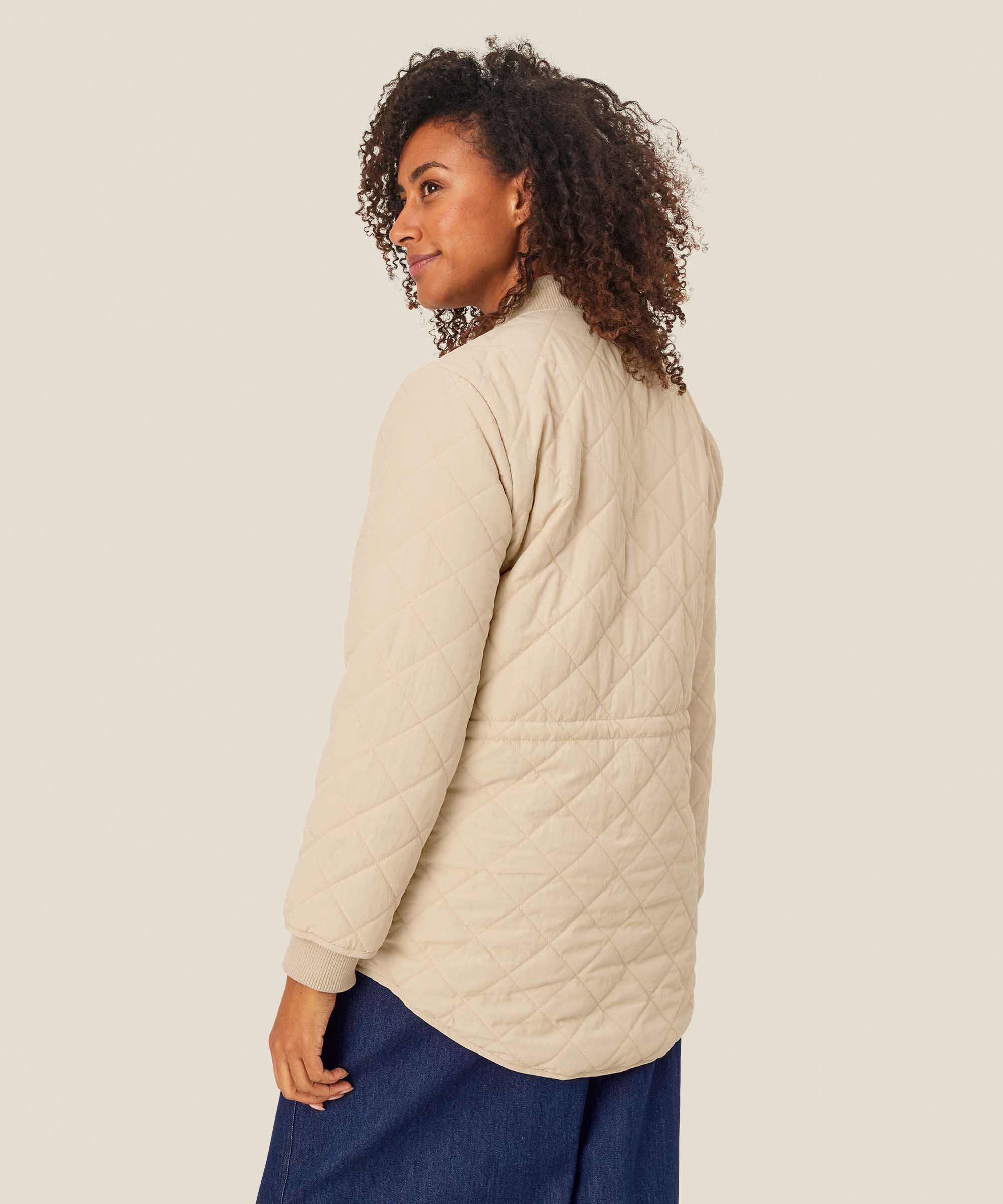 Veste matelassée avec détails côtelés et poches fendues, Oyster White