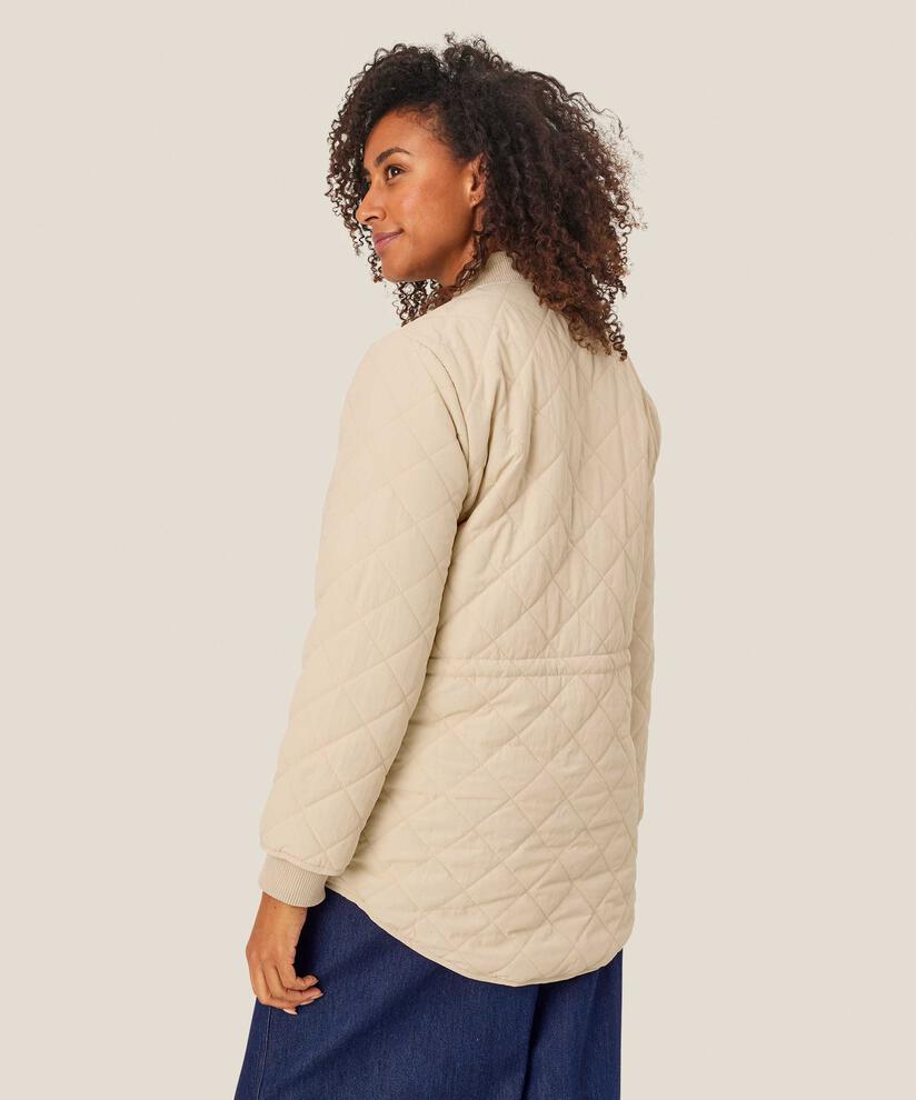 Veste matelassée avec détails côtelés et poches fendues, Oyster White