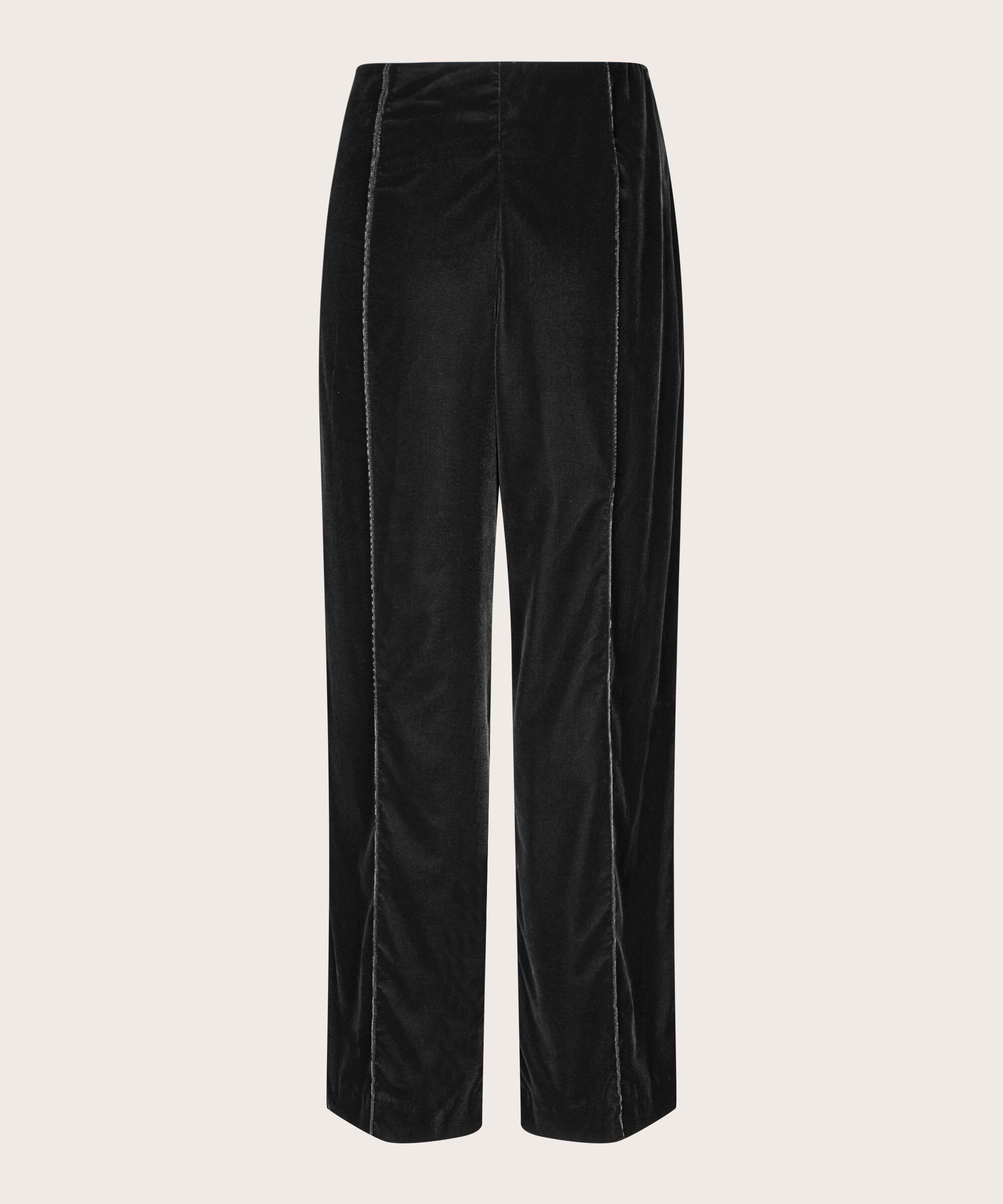 pantalon en velours avec taille élastique, Black