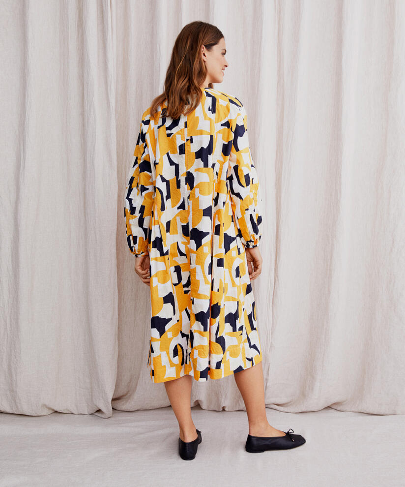 robe en coton avec détail boutonné au cou, Butterscotch