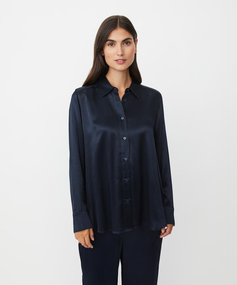 chemise en viscose brillante avec surface côtelée, Navy Blazer