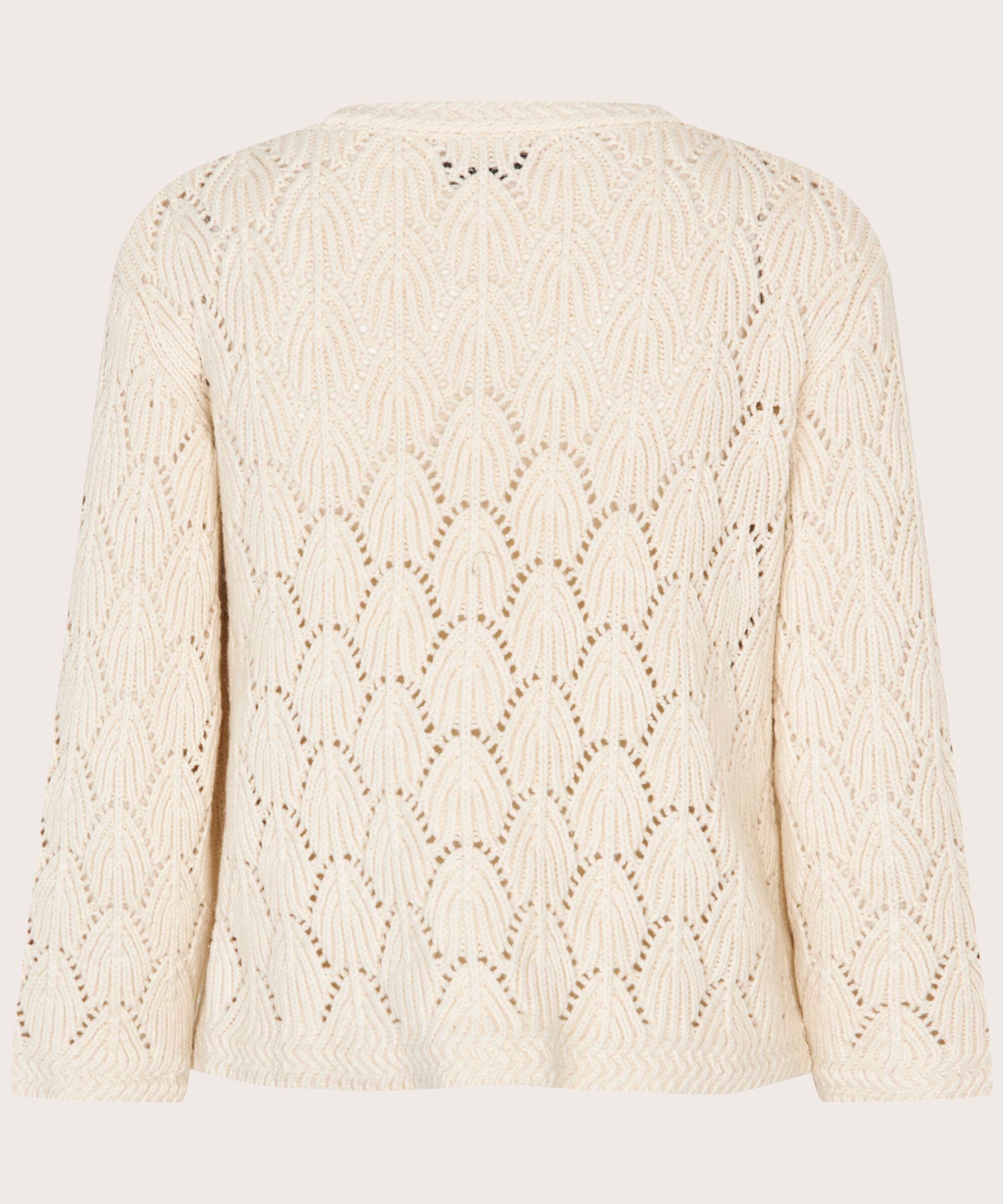 cardigan en coton mélangé avec motif en dentelle, Whitecap